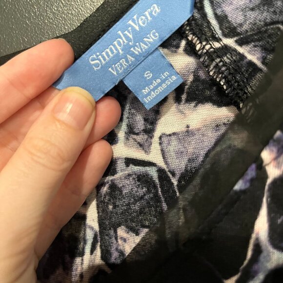 Simply Vera Wang Stretchy Dress Black & Purple Geometric Pattern Size Small - Picture 2 of 8